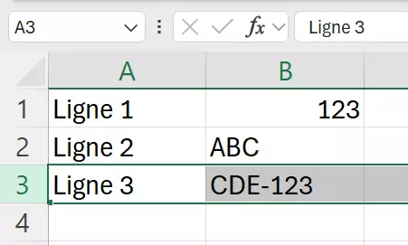 Excel : sélection d’une ligne