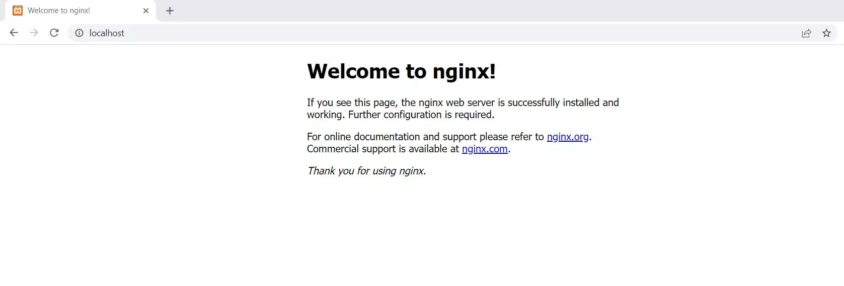 Lancer le conteneur Nginx dans le navigateur