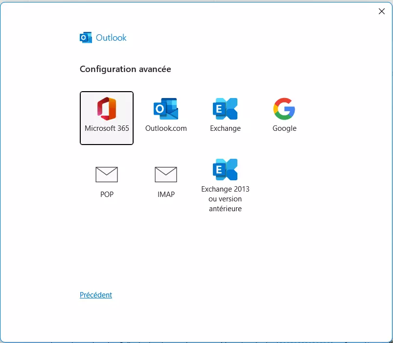 Outlook : ajouter un compte manuellement