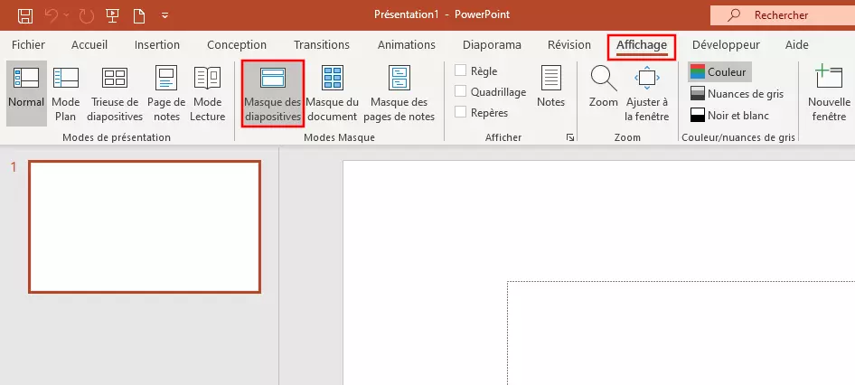 Masque des diapositives dans PowerPoint 365