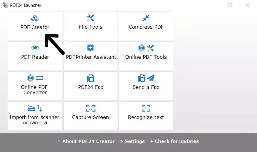 La sélection des options d’édition du logiciel PDF24