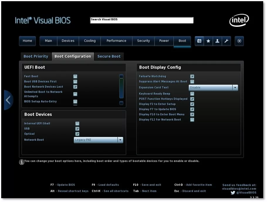 Intel Visual BIOS : Boot Configuration