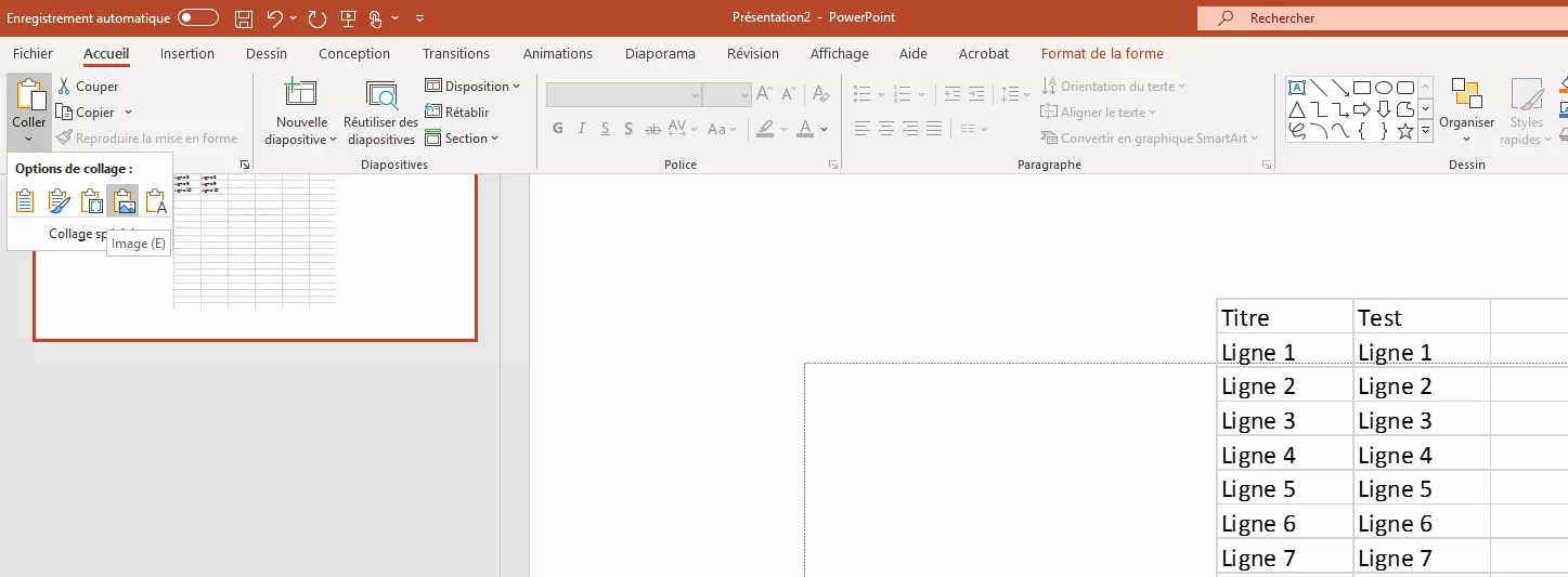 Coller une image dans PowerPoint