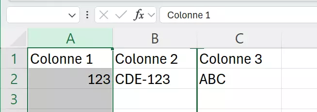 Excel : affichage du nouvel emplacement de colonne