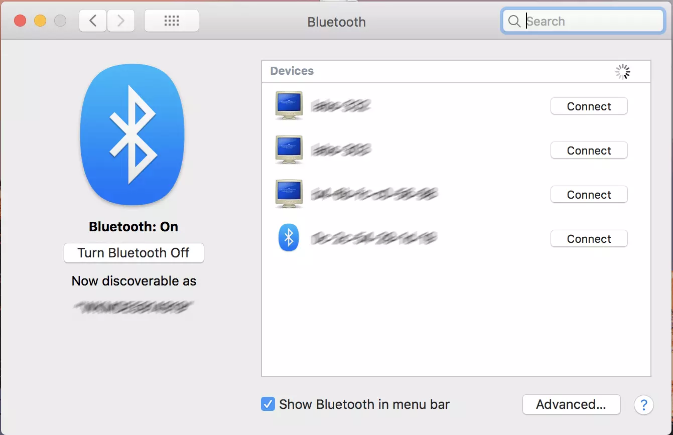 Préférences système Bluetooth sous macOS