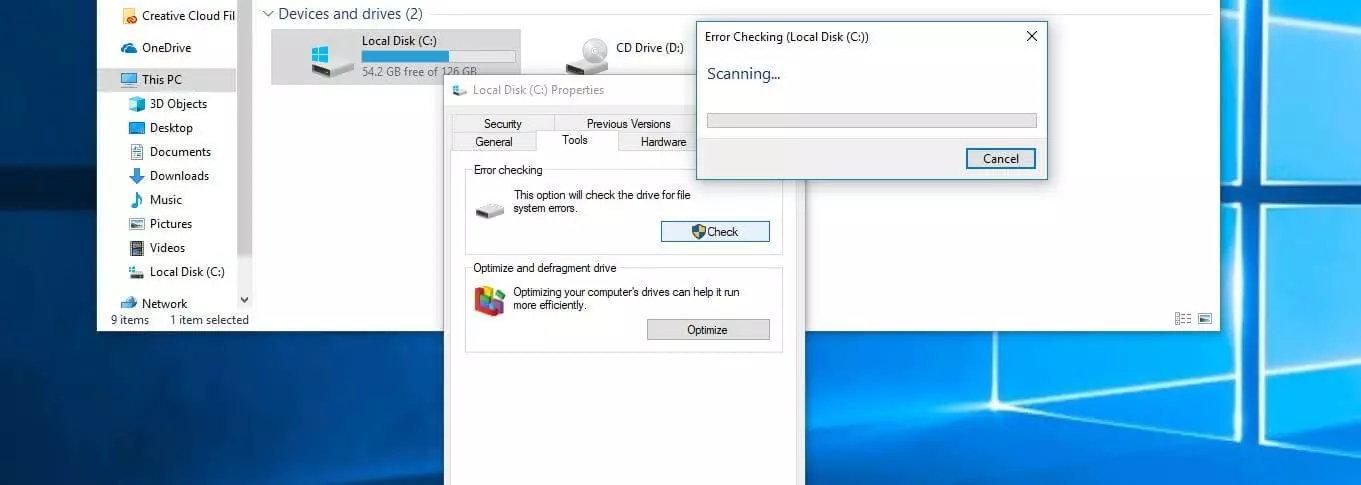 Vérification des erreurs du système de fichiers sur le disque Windows