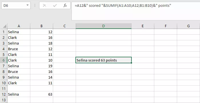 Combinaison des fonctions CONCATENER et SOMME.SI dans un tableau Excel