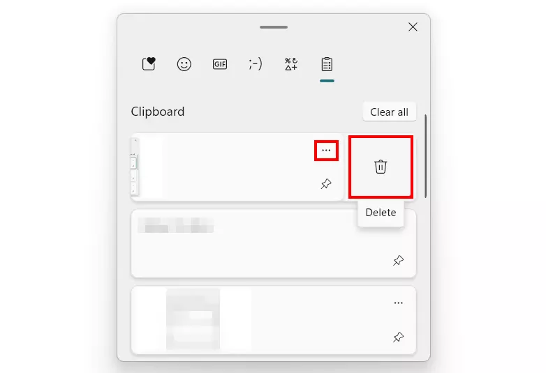 Supprimer un élément individuel du presse-papiers de Windows 11
