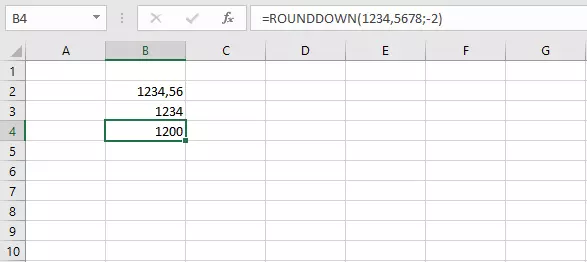 Variante la plus simple de la fonction ARRONDI.INF dans Excel