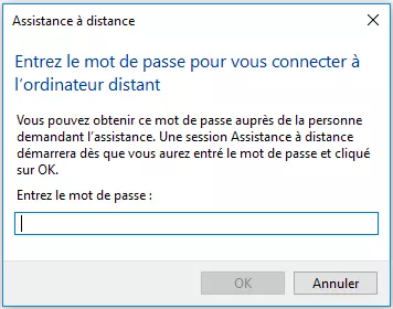 Fenêtre de dialogue permettant à votre conseiller de rentrer son mot de passe