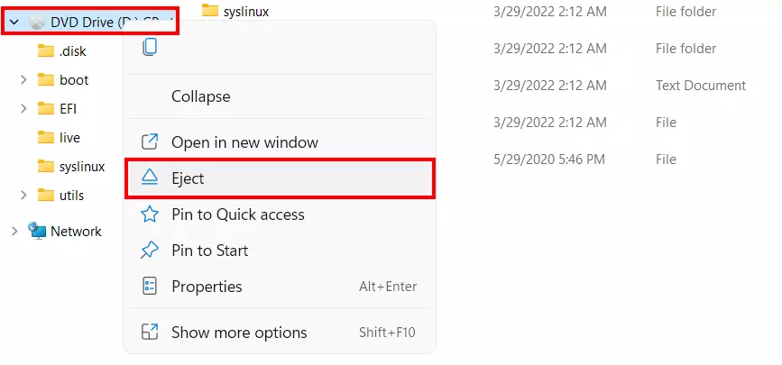 Éjecter un fichier ISO dans Windows 11