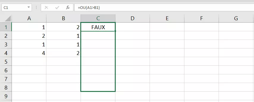 Appliquer la fonction Excel OU à plusieurs cellules