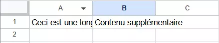 Capture d’écran d’un contenu tronqué dans une cellule de Google Sheets