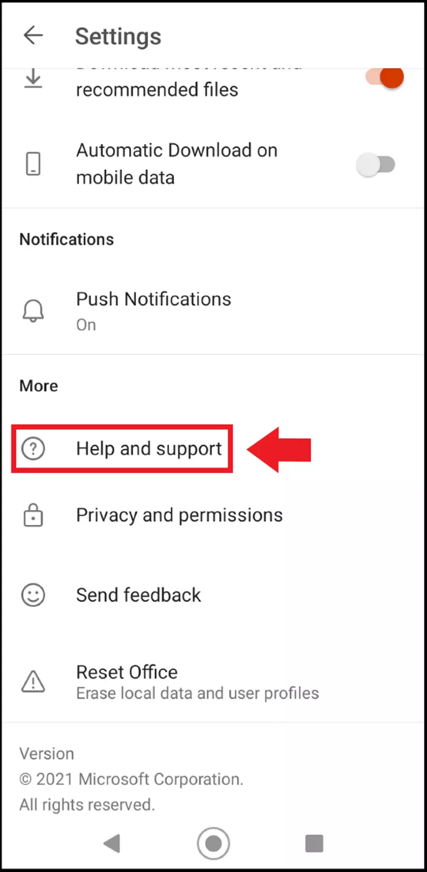 Dans le menu des paramètres, ouvrez la section « Aide et support technique » dans votre application de navigateur