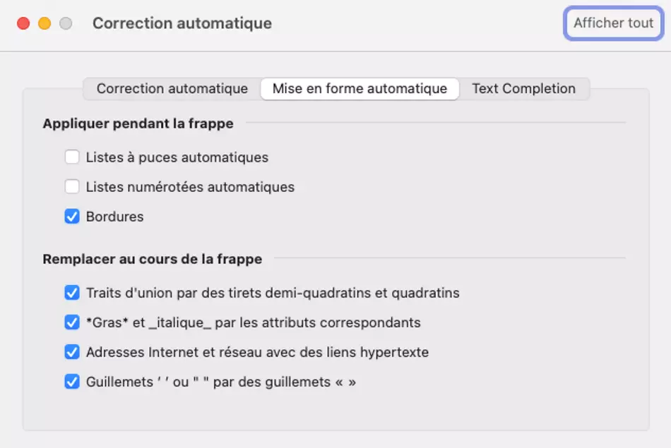 Outlook pour Mac : les options de mise en forme automatique