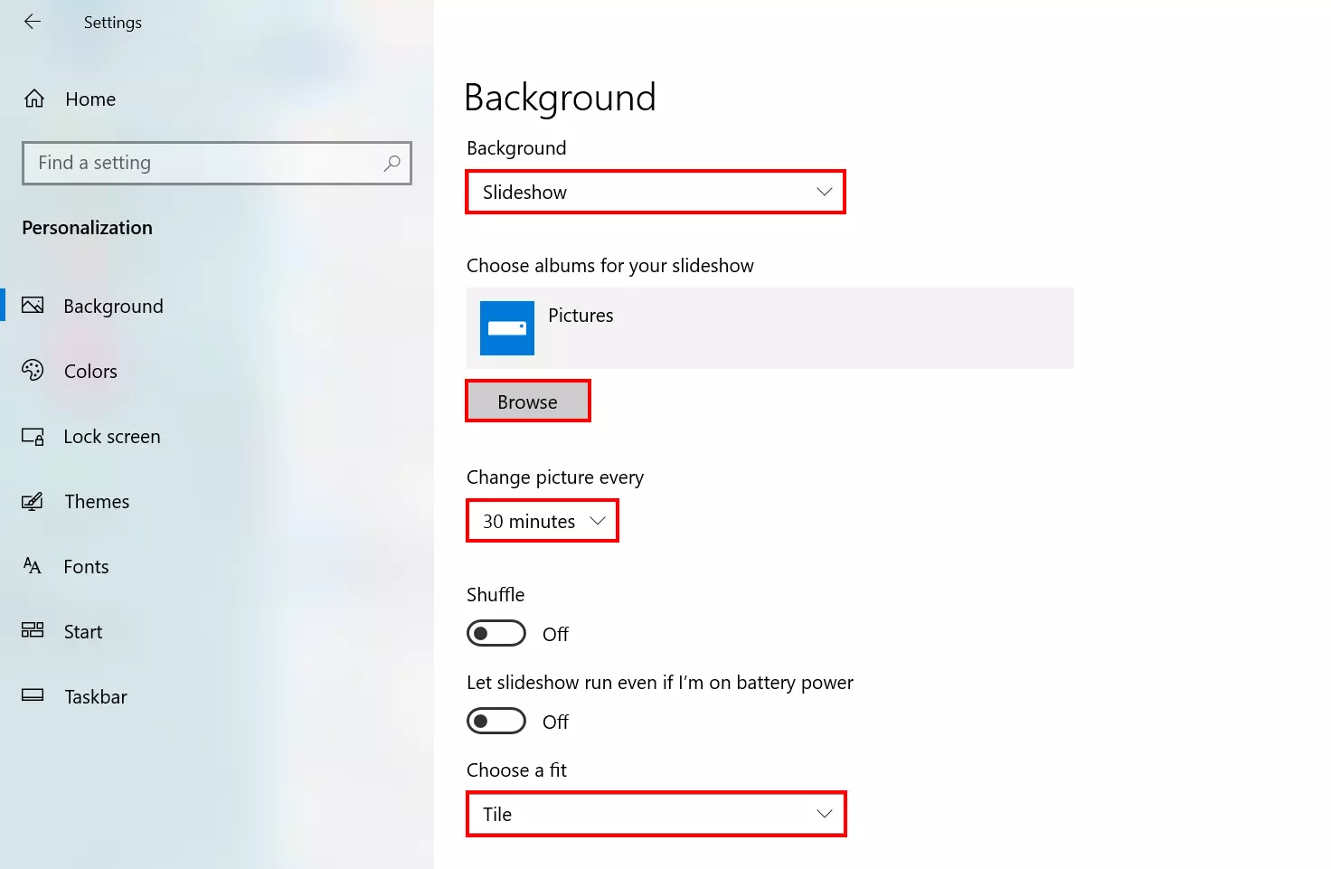 Changer le fond d’écran Windows 10 (diaporama)