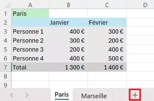 Créer une nouvelle feuille de calcul pour la fusion