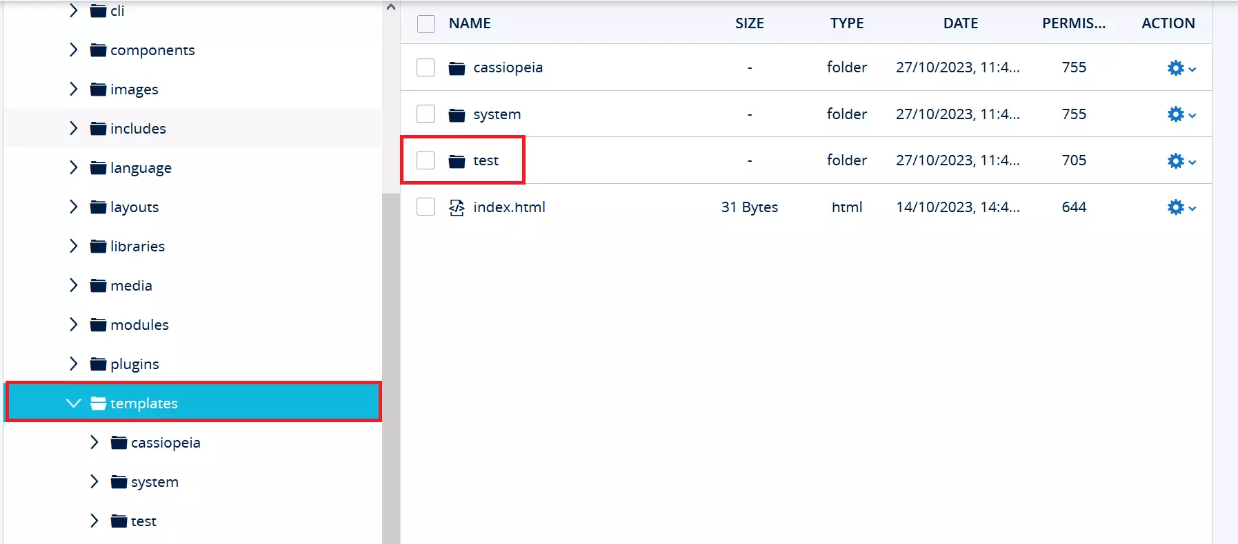 Aperçu de la structure des fichiers Joomla