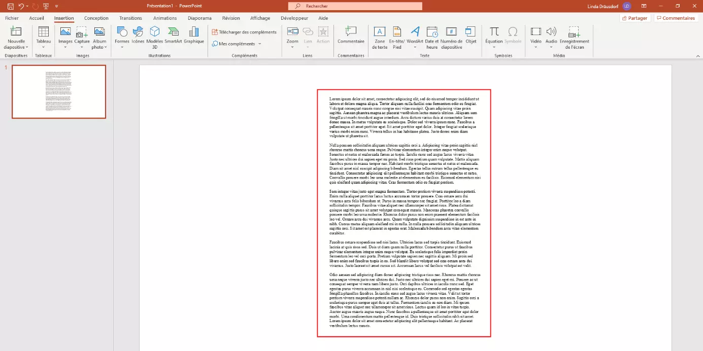 Document Word ajouté dans PowerPoint