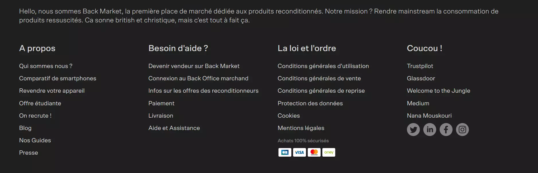 Footer de site Web : les meilleures pratiques de Backmarket.com