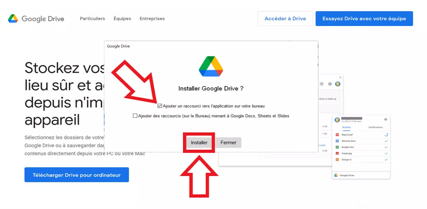 Définissez les raccourcis que vous voulez et cliquez sur « Installer » pour lancer le processus d’installation