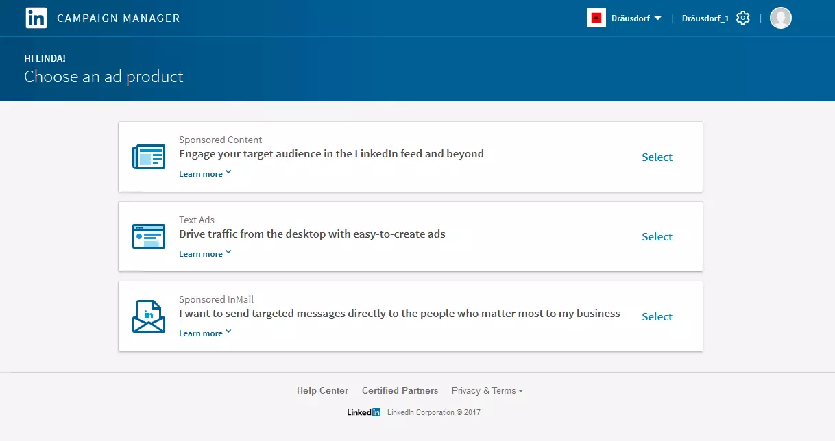 Gestionnaire de campagne de LinkedIn