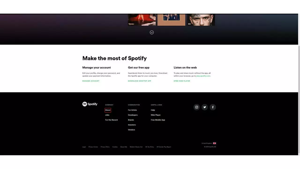 Supprimer un compte Spotify : page récapitulative du compte