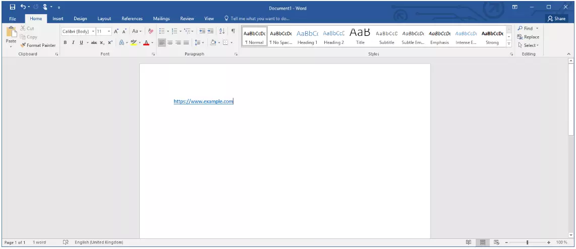 Microsoft Word : format standard de lien hypertexte