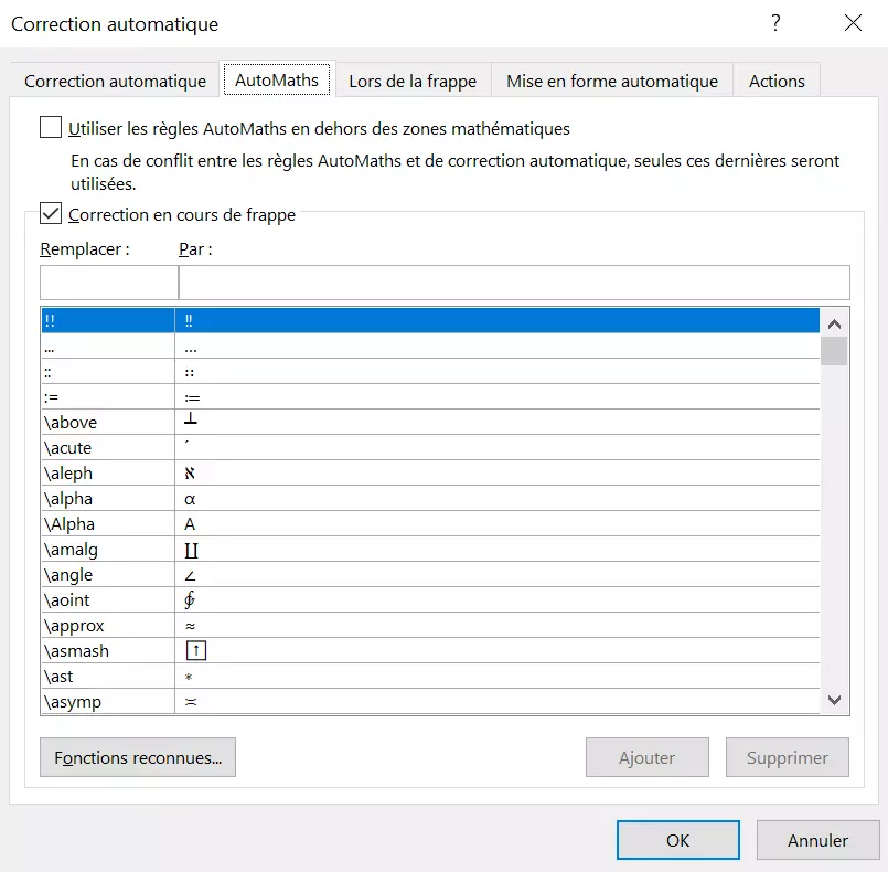 AutoMaths d’Outlook