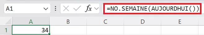 Excel : insérer la date du jour avec NO.SEMAINE