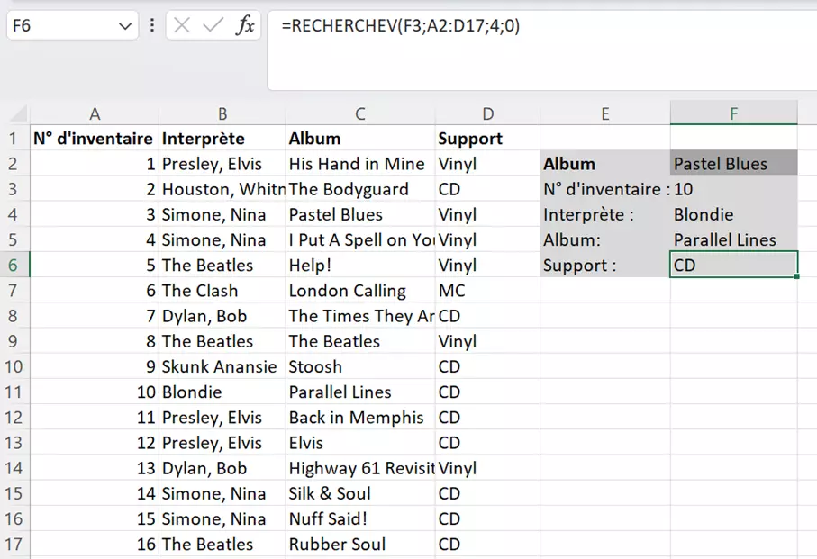 Création d’un masque de recherche avec plusieurs champs d’édition avec Excel et RECHERCHEV