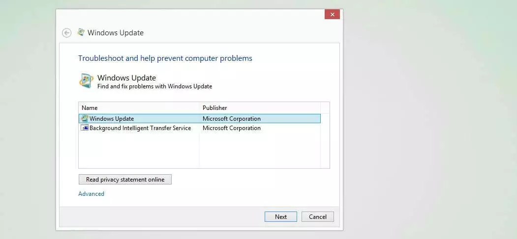 Utilitaire de résolution des problèmes Windows Update sous Windows 10