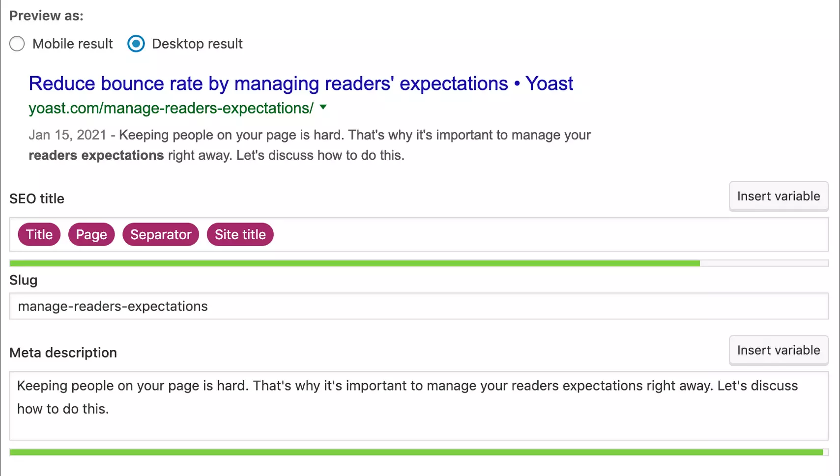 Exemple de méta description avec Yoast SEO