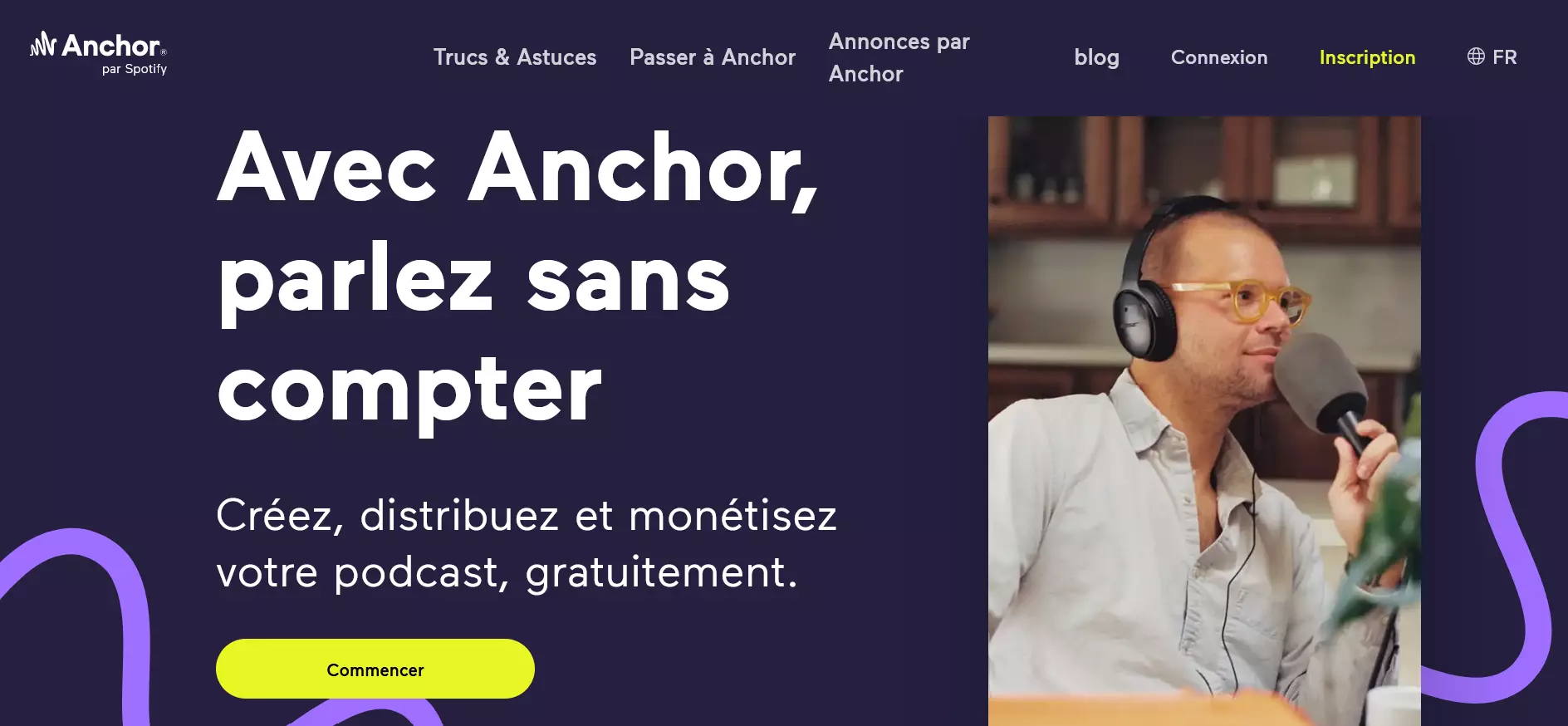 Capture d’écran de la page d’accueil d’Anchor