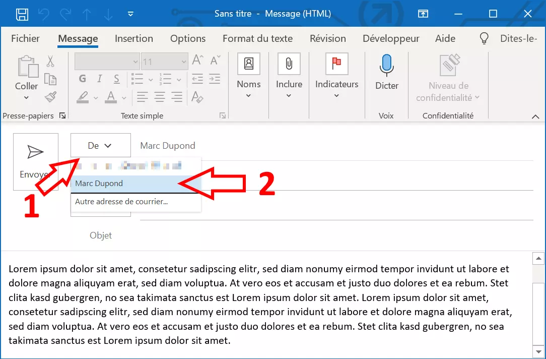 Changer l’expéditeur dans Outlook : changer l’adresse de l’expéditeur d’Outlook 