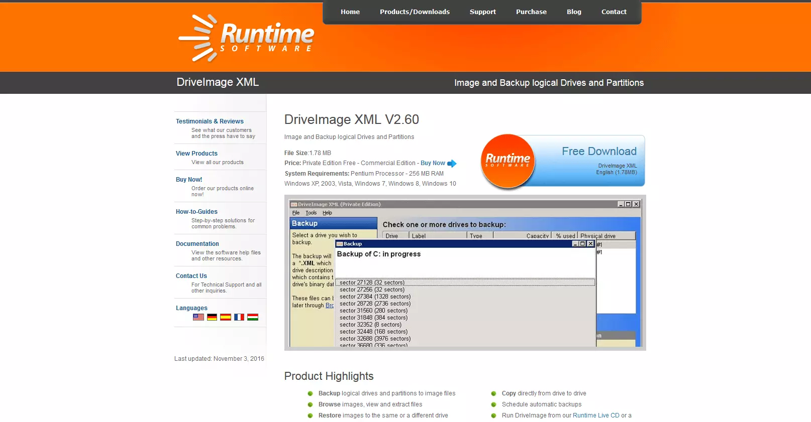 Site Web du produit : DriveImage XML 2.60