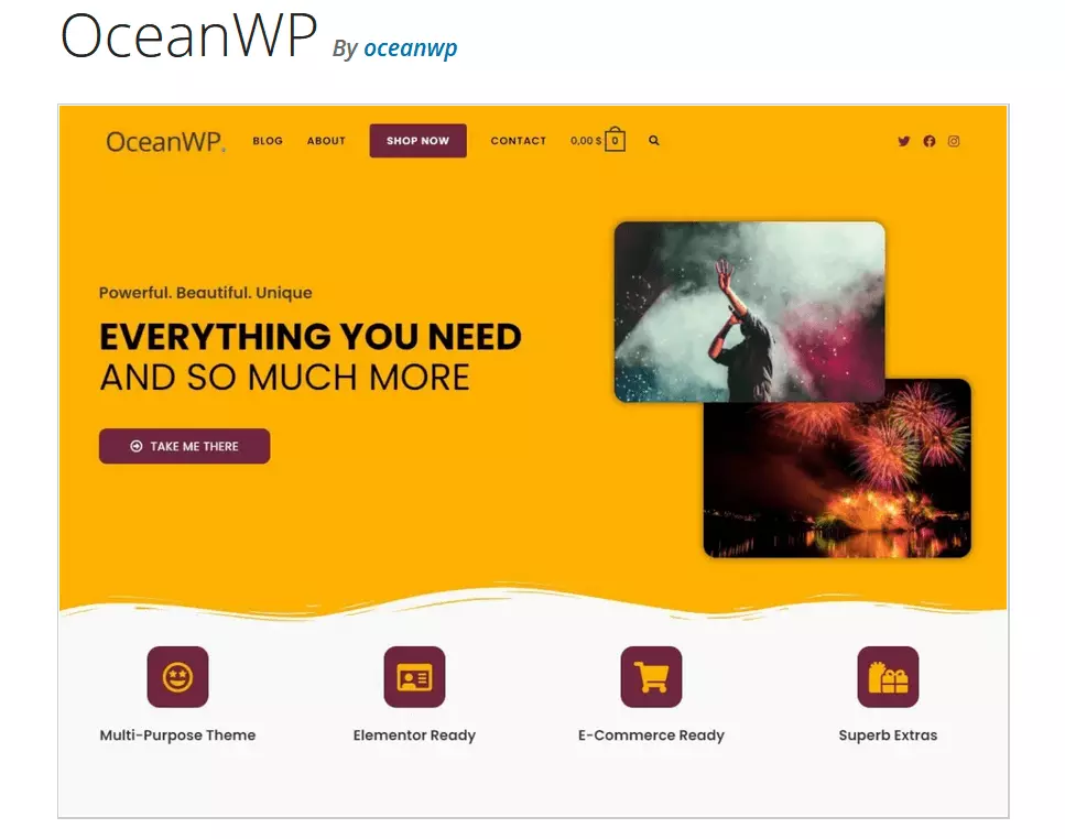 Aperçu du thème WordPress OceanWP sur WordPress.org