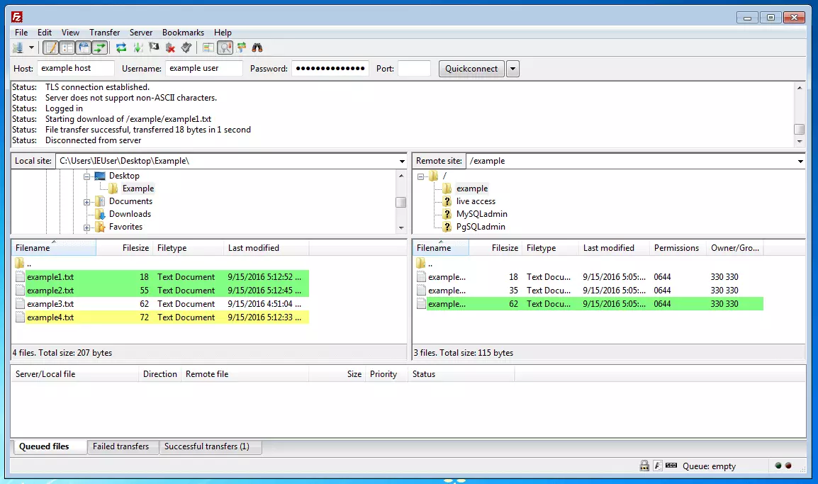 Comparaison des répertoires FileZilla