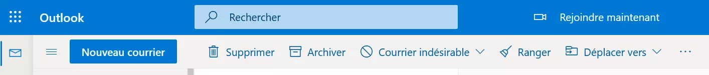 Barre d’outils dans Outlook.com