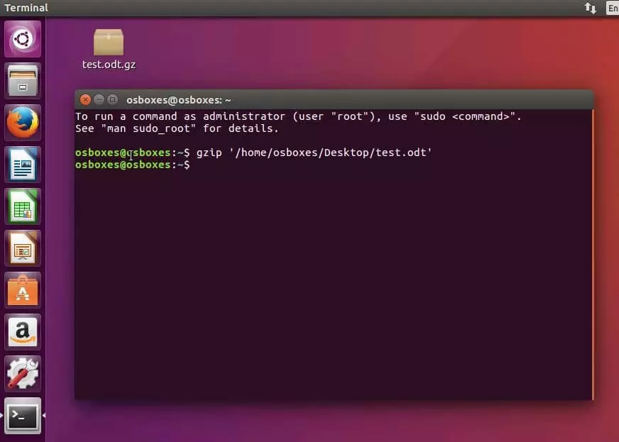 Terminal Ubuntu : un exemple de compression de fichier avec gzip