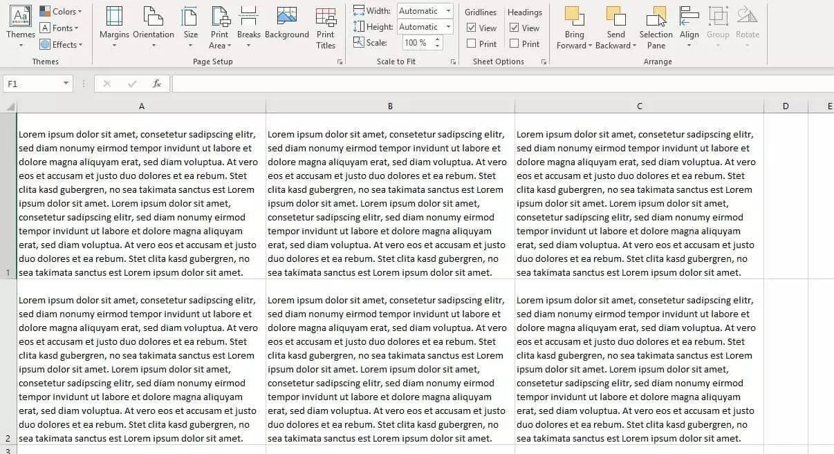 Excel : exemple de sauts de ligne dans des cellules