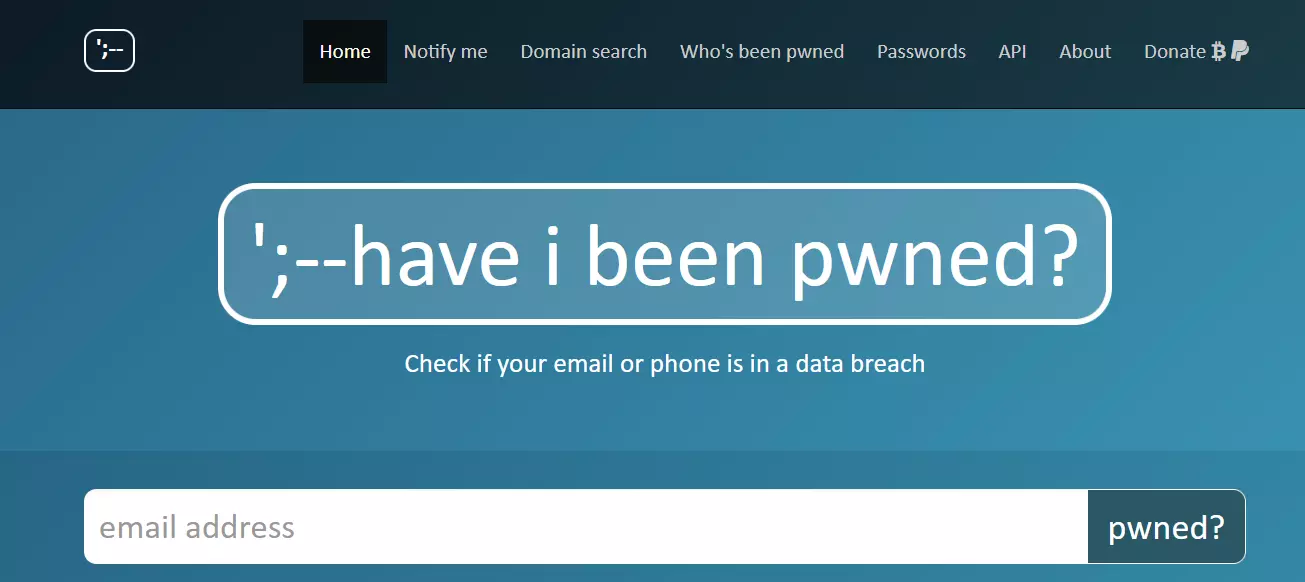 Capture d’écran du site Web de Have I Been Pwned?