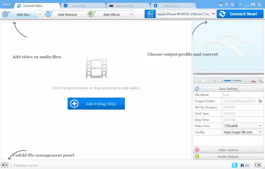 Interface utilisateur d’Any Video Converter