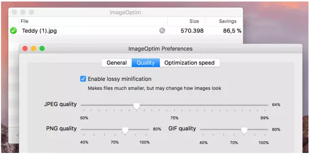 Paramètres ImageOptim