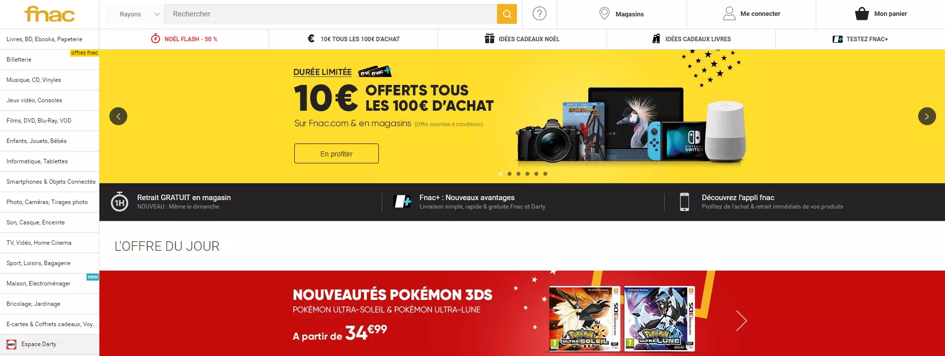 Page d’accueil de fnac.com