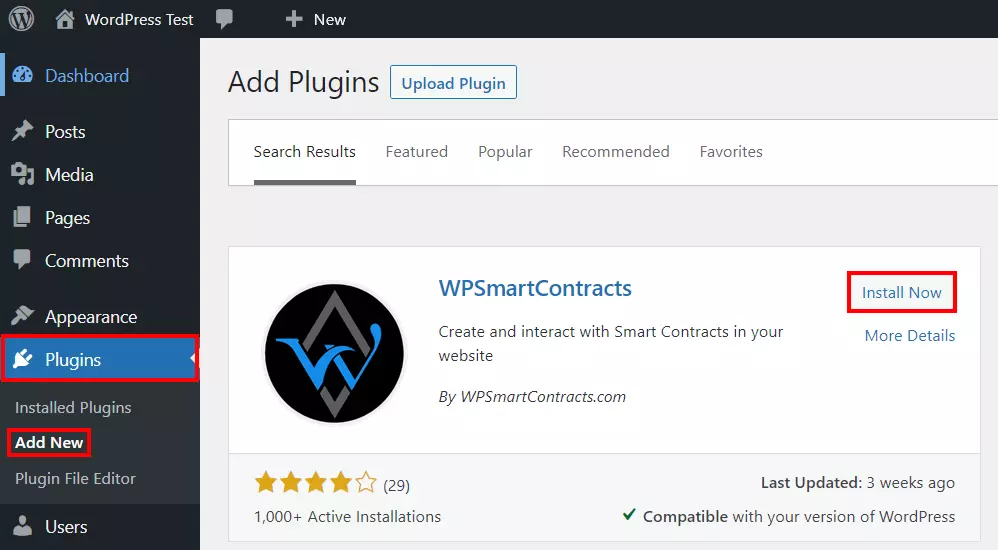 Backend WordPress : menu « Ajouter des plugins »