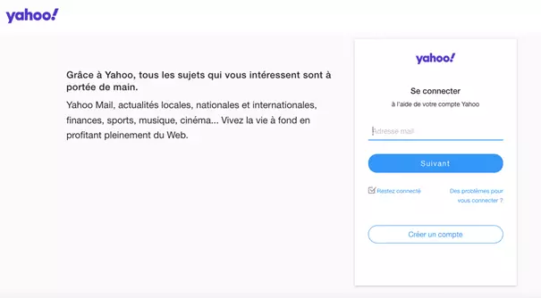 Capture d’écran de la page d’inscription de Yahoo