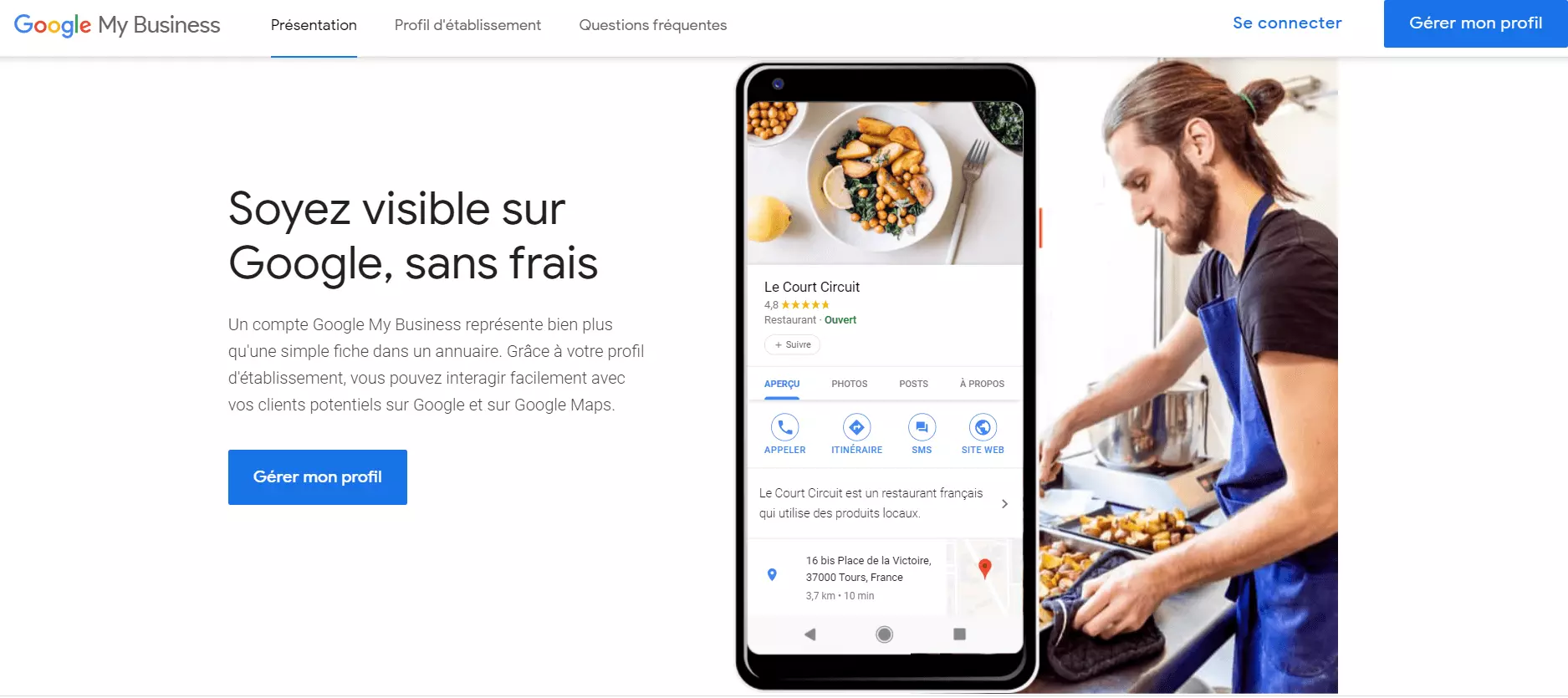 Inscrivez-vous sur Google My Business : page d’accueil de Google My Business