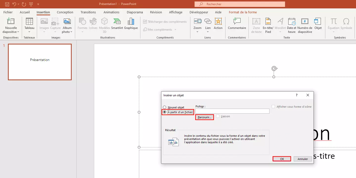 Insertion d’un fichier Word dans PowerPoint : importation en tant qu’objet