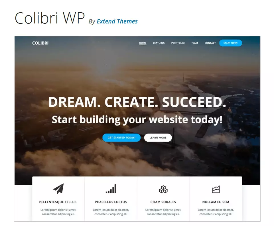 Aperçu du thème WordPress Colibri WP sur WordPress.org